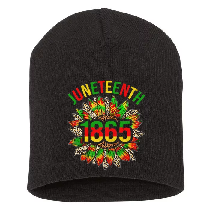 Sunflower Juneteenth 1865 Celebrates Black African American Short Acrylic Beanie