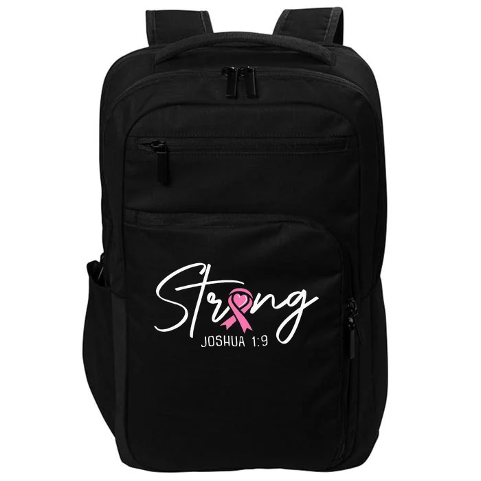 Strong Joshua 1 9 Christian Faith Breast Cancer Awareness Impact Tech Backpack