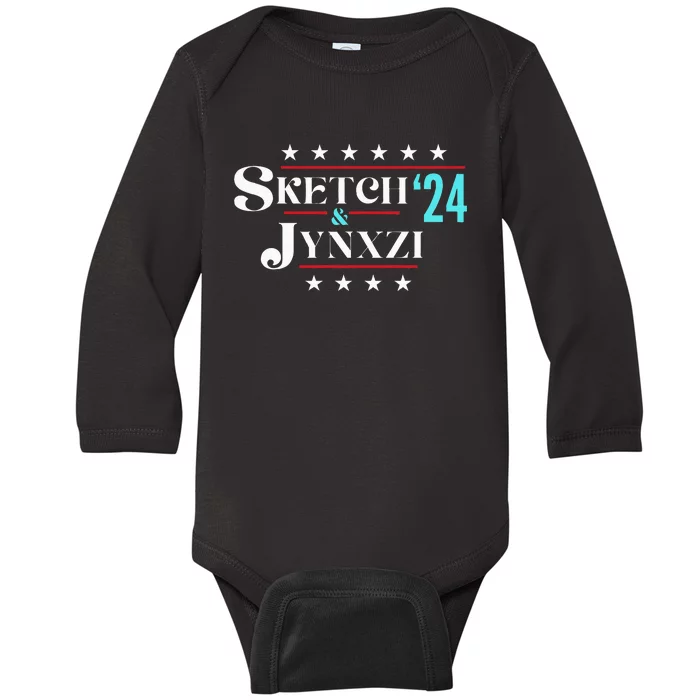 Sketch & Jynxzi 2024 Funny President Election Vote Streamer Baby Long Sleeve Bodysuit