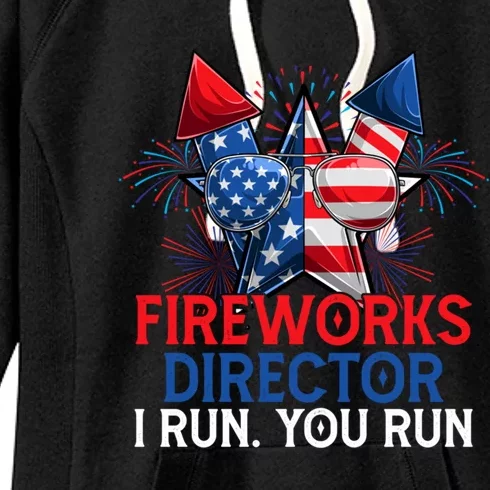 Sarcastic July 4 Meme If I Run You Run Firework Director Gift Women's Fleece Hoodie