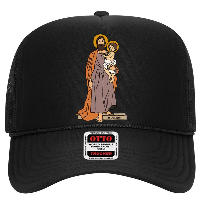 St Joseph and Child Jesus Consecration Catholic Saint High Crown Mesh Trucker Hat