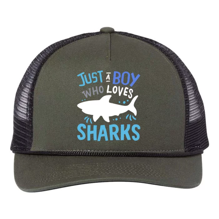 Shark Just A Boy Who Loves Sharks Gift Retro Rope Trucker Hat Cap