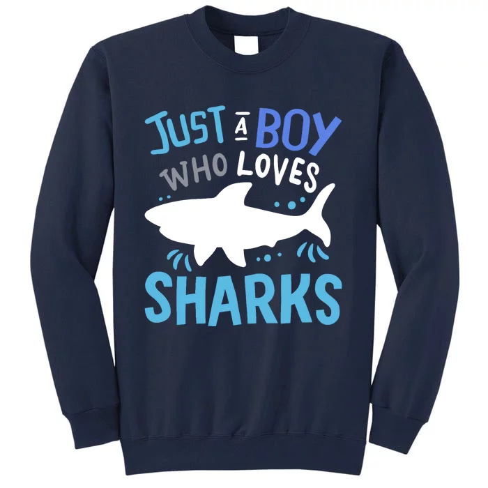 Shark Just A Boy Who Loves Sharks Gift Tall Sweatshirt