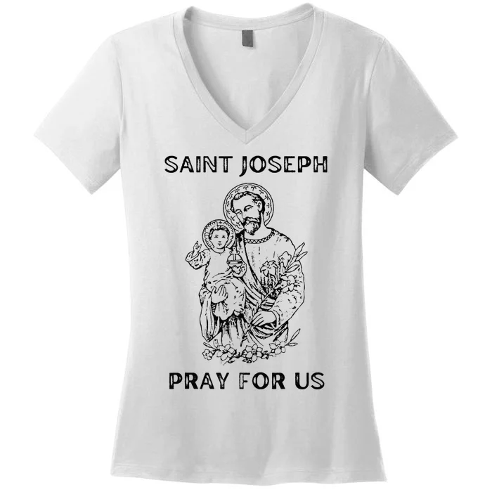 Saint Joseph All Saints Day, St Joseph, Catholic Women's V-Neck T-Shirt