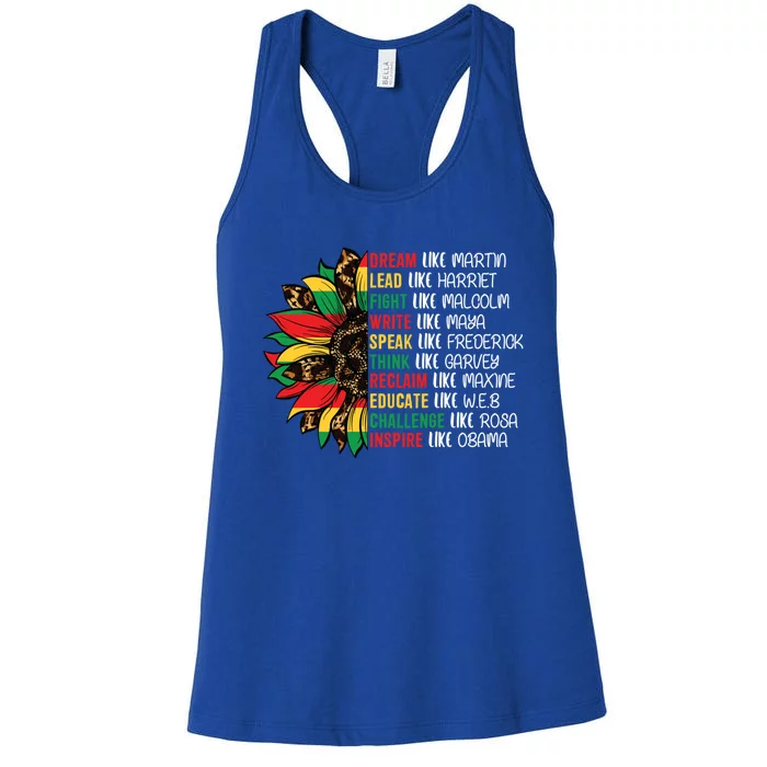 Sunflower Juneteenth Ancestors Dream Like Leaders Black Gift Women's Racerback Tank