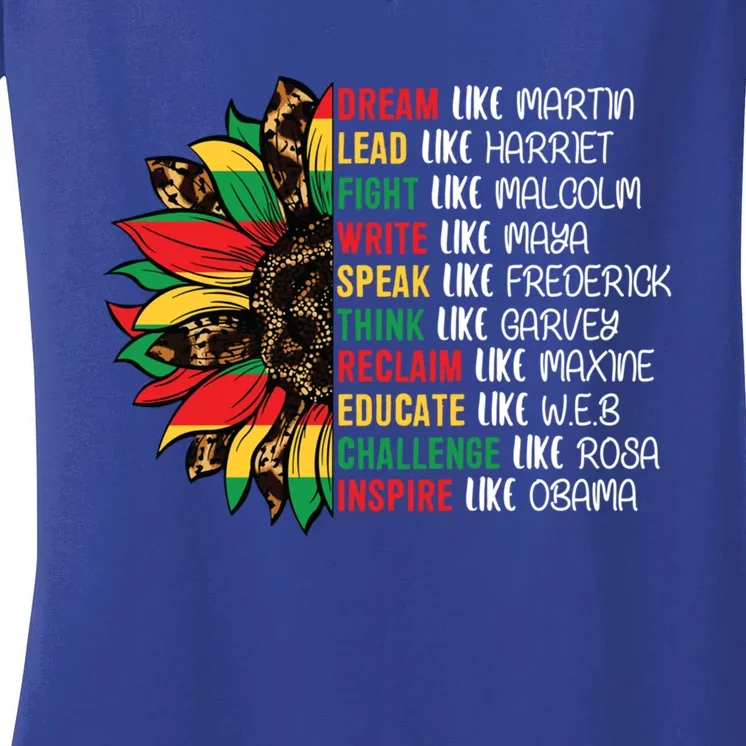 Sunflower Juneteenth Ancestors Dream Like Leaders Black Gift Women's V-Neck T-Shirt