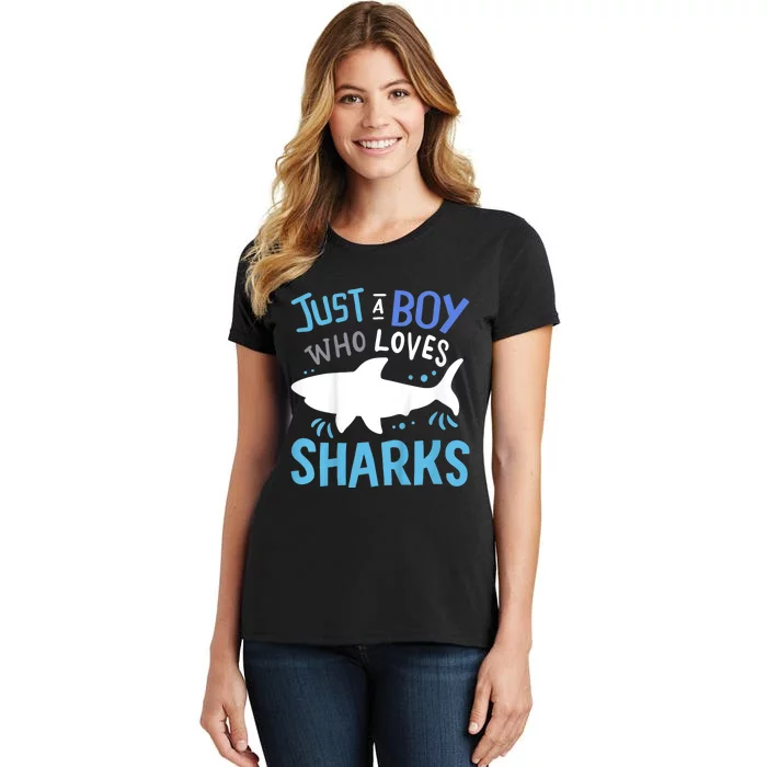 Shark Just A Boy Who Loves Sharks Gift Women's T-Shirt