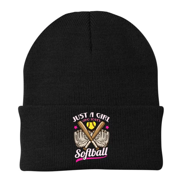 Softball Just A Girl Who Loves Softball Softball Player TShirt Knit Cap Winter Beanie