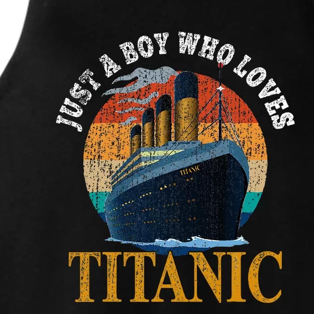 Ship Just A Boy Who Loves Titanic Boat Titanic Ladies Tri-Blend Wicking Tank