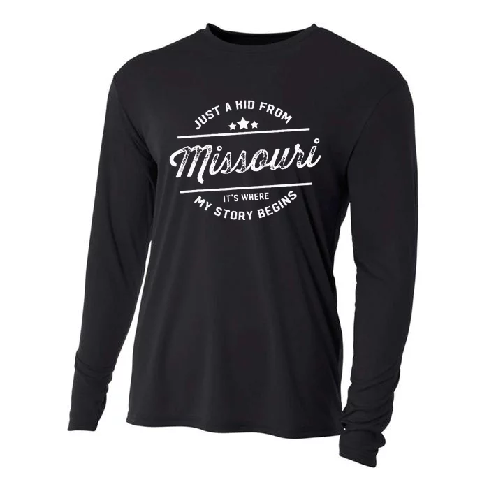 State Just A From Missouri Its Where My Story Begins Cooling Performance Long Sleeve Crew