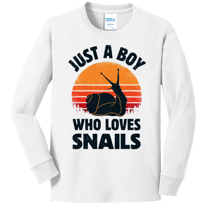 Snail Just A Boy Who Loves Snails Insects Retro Vintage Kids Long Sleeve Shirt