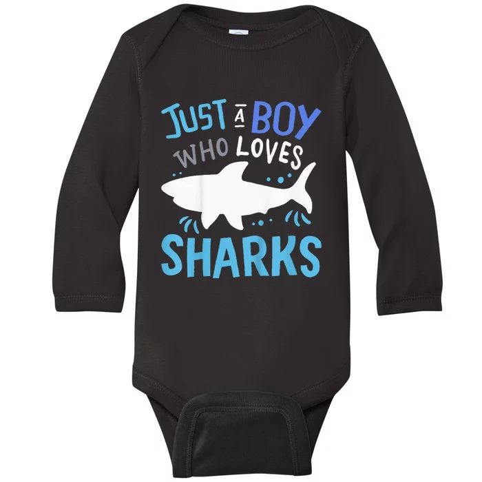 Shark Just A Who Loves Sharks Gift Baby Long Sleeve Bodysuit