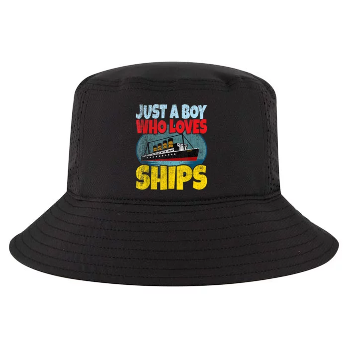 Ship Just A Boy Who Loves Ships Boat Titanic Boys Toddler Cool Comfort Performance Bucket Hat