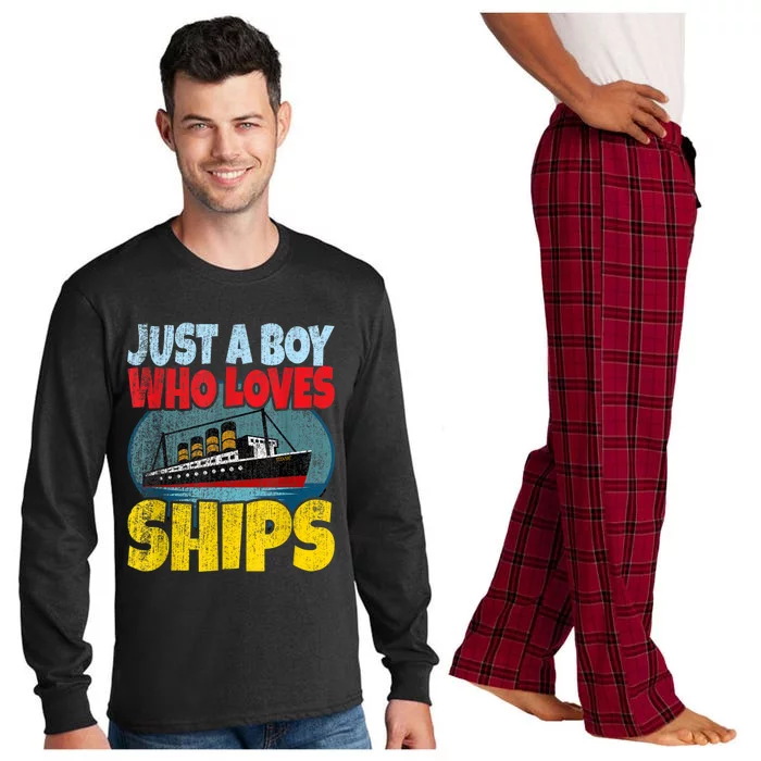 Ship Just A Boy Who Loves Ships Boat Titanic Boys Toddler Long Sleeve Pajama Set