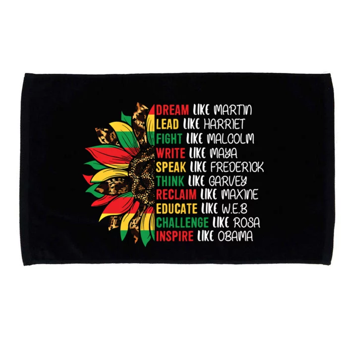 Sunflower Juneteenth Ancestors Dream Like Leaders Black Gift Microfiber Hand Towel