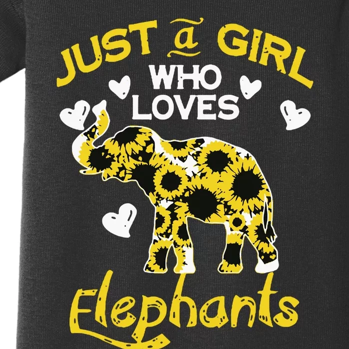 Sunflower Just A Girl Who Loves Elephants Baby Bodysuit