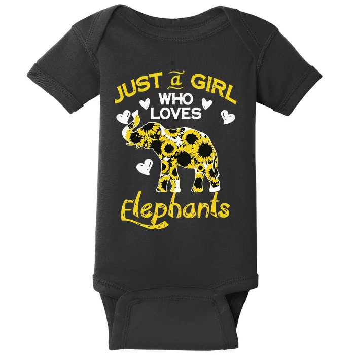 Sunflower Just A Girl Who Loves Elephants Baby Bodysuit