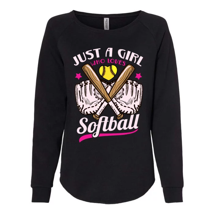 Softball Just A Girl Who Loves Softball Softball Player Womens California Wash Sweatshirt