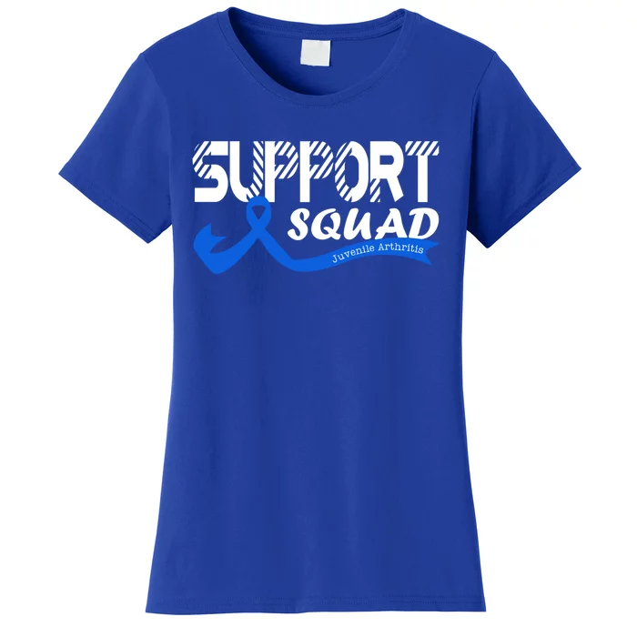 Support Juvenile Arthritis Awareness Squad Ribbon Blue Funny Gift Women's T-Shirt