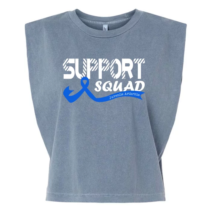 Support Juvenile Arthritis Awareness Squad Ribbon Blue Funny Gift Garment-Dyed Women's Muscle Tee