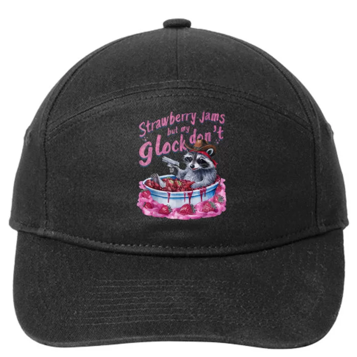 Strawberry Jams But My Dont Funny Raccoon 7-Panel Snapback Hat