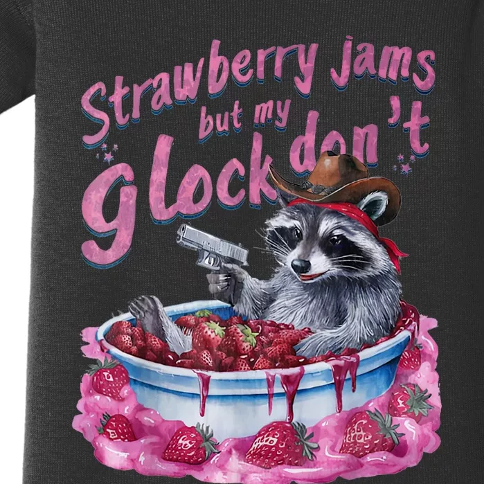 Strawberry Jams But My Dont Funny Raccoon Baby Bodysuit