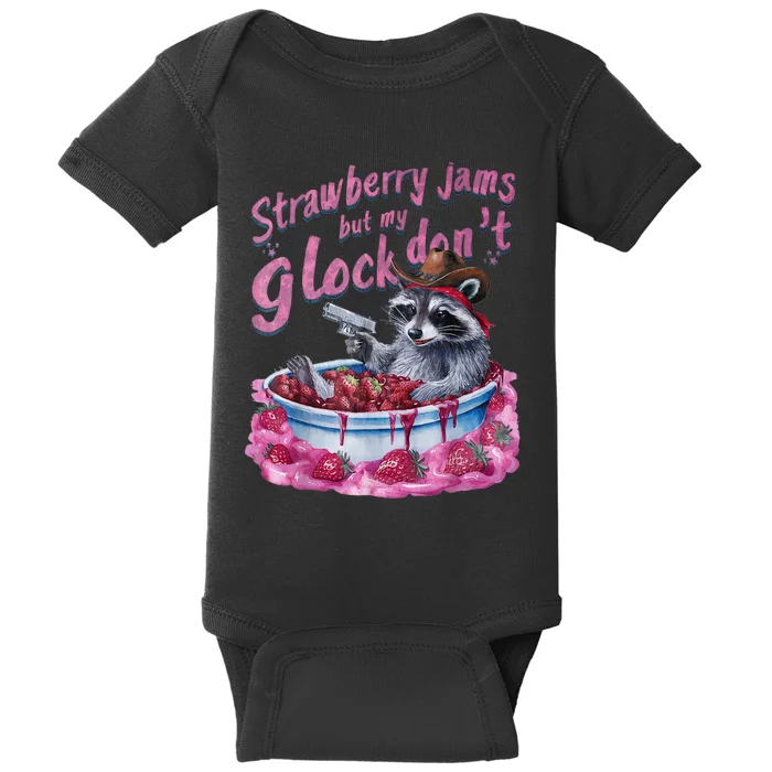 Strawberry Jams But My Dont Funny Raccoon Baby Bodysuit