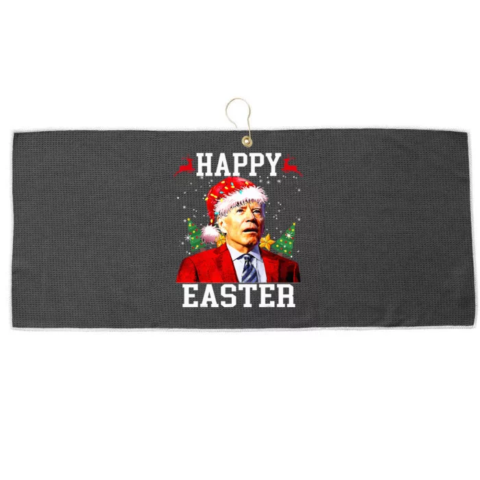 Santa Joe Biden Happy Easter Ugly Christmas Large Microfiber Waffle Golf Towel