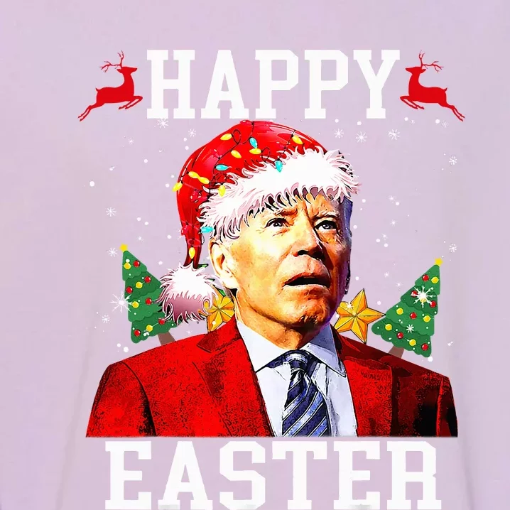 Santa Joe Biden Happy Easter Ugly Christmas Garment-Dyed Sweatshirt