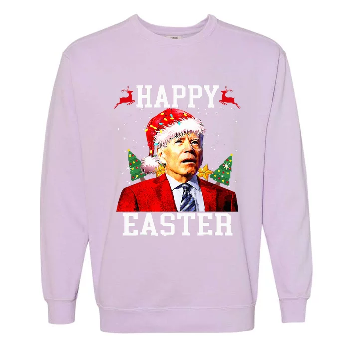 Santa Joe Biden Happy Easter Ugly Christmas Garment-Dyed Sweatshirt