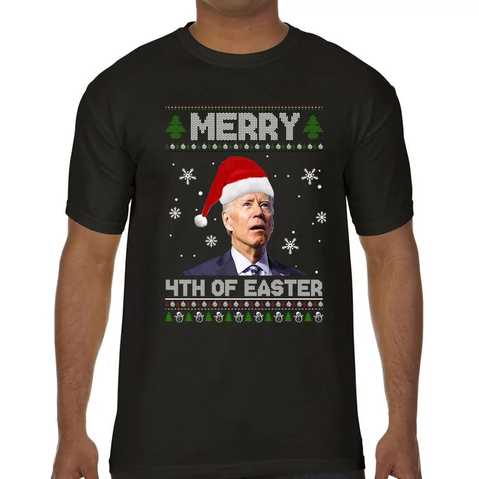 Santa Joe Biden Merry 4th Of Easter Ugly Christmas Sweater Christmas Gift Comfort Colors T-Shirt