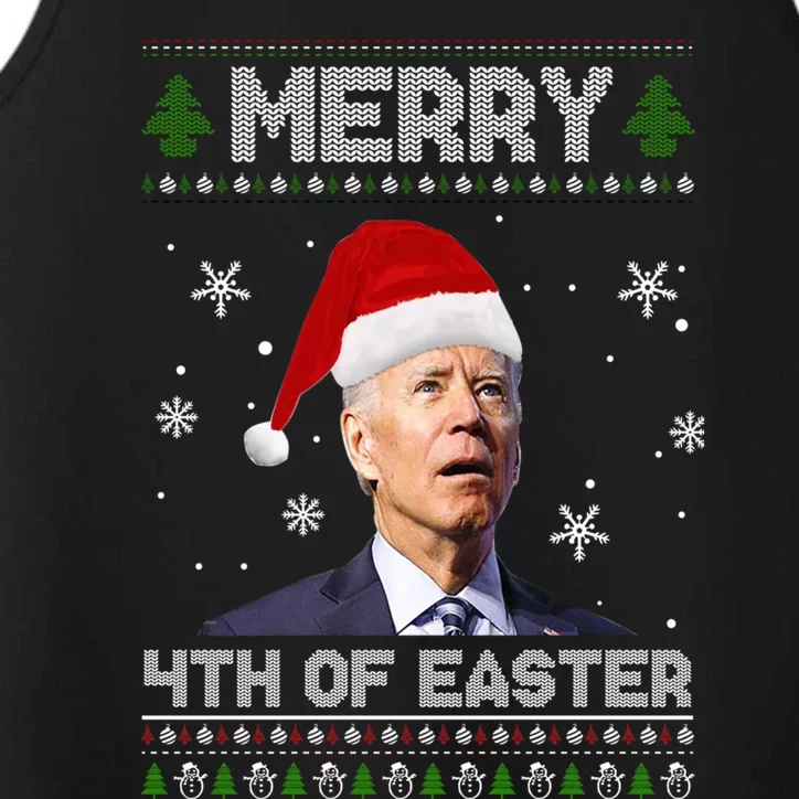 Santa Joe Biden Merry 4th Of Easter Ugly Christmas Sweater Christmas Gift Performance Tank