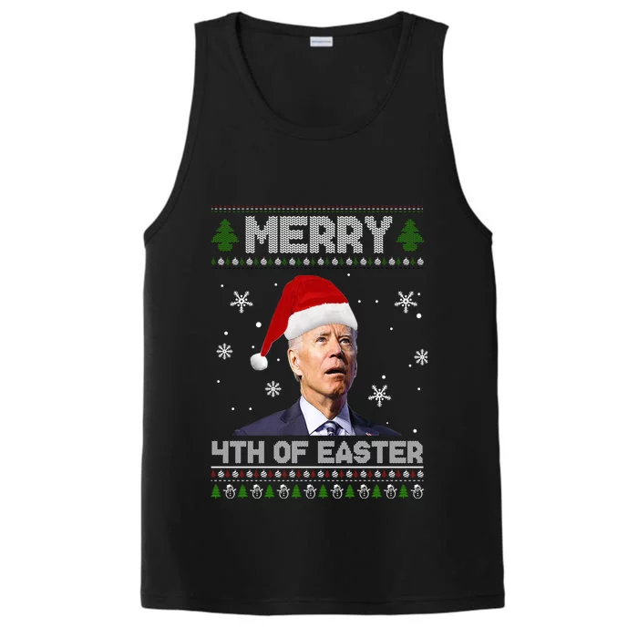 Santa Joe Biden Merry 4th Of Easter Ugly Christmas Sweater Christmas Gift Performance Tank