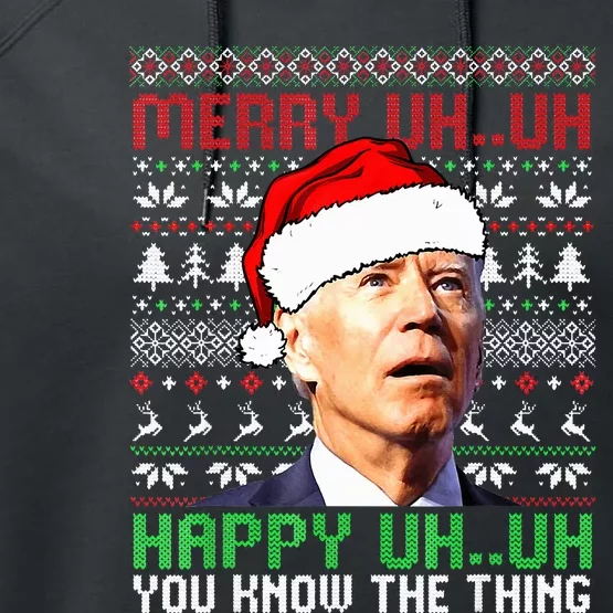 Santa Joe Biden Merry Uh Uh Christmas Ugly Sweater Performance Fleece Hoodie