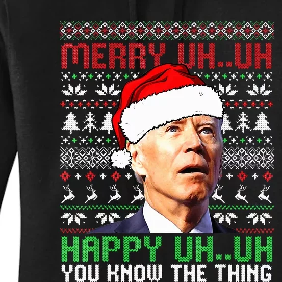 Santa Joe Biden Merry Uh Uh Christmas Ugly Sweater Women's Pullover Hoodie