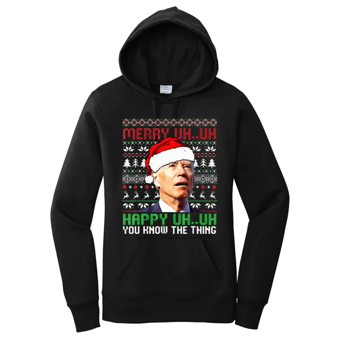 Santa Joe Biden Merry Uh Uh Christmas Ugly Sweater Women's Pullover Hoodie