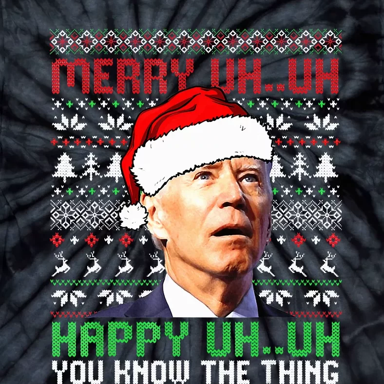 Santa Joe Biden Merry Uh Uh Christmas Ugly Sweater Tie-Dye T-Shirt