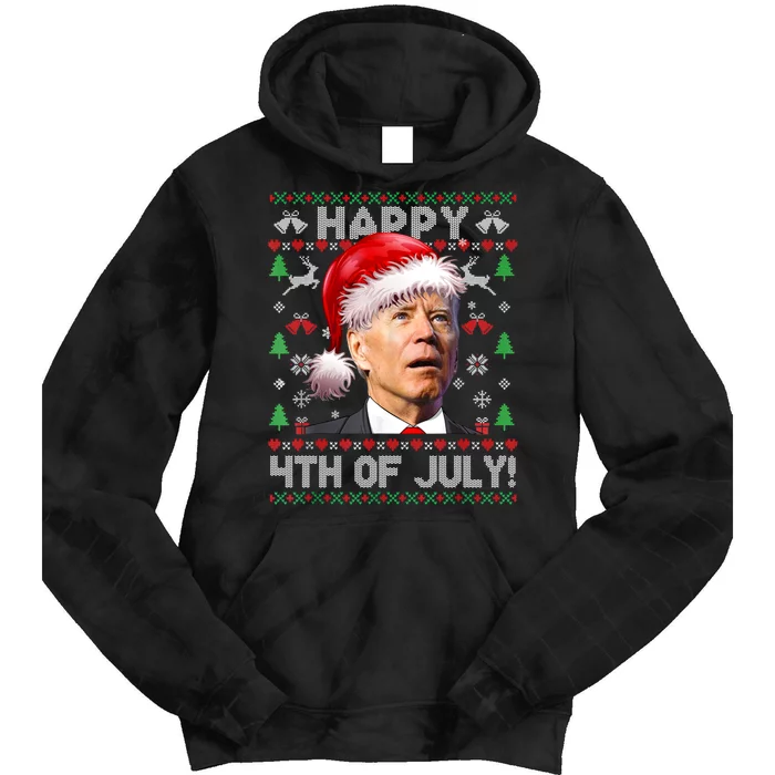 Santa Joe Biden Happy 4th Of July Ugly Christmas Sweater Sweatshirt Tie Dye Hoodie