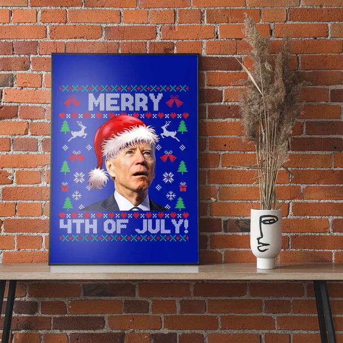 Santa Joe Biden Merry 4th Of July Ugly Christmas Sweater Gift Poster