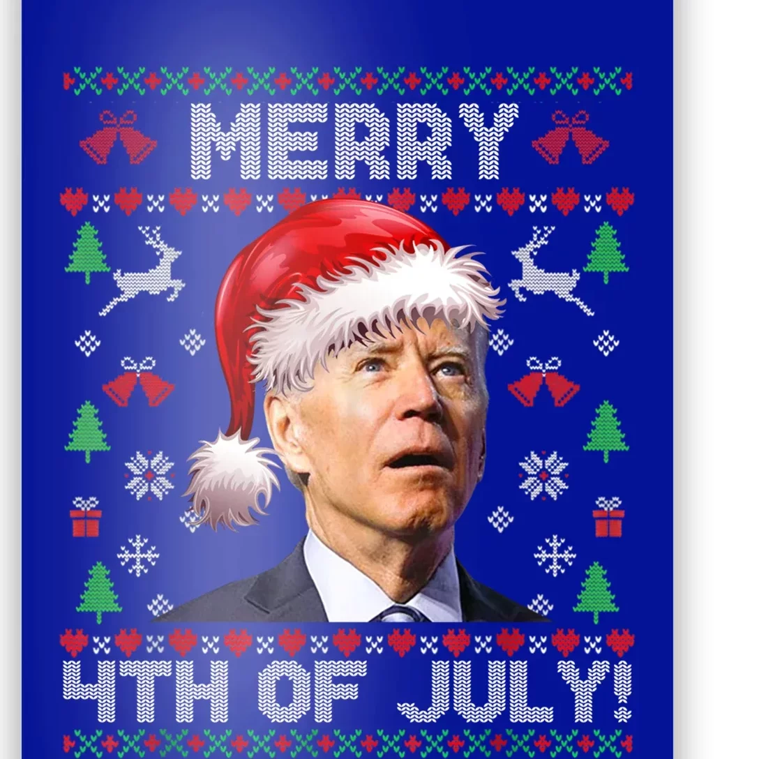 Santa Joe Biden Merry 4th Of July Ugly Christmas Sweater Gift Poster