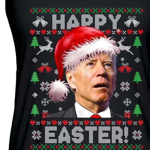 Santa Joe Biden Happy Easter Ugly Christmas Sweater Sweatshirt Ladies Essential Flowy Tank