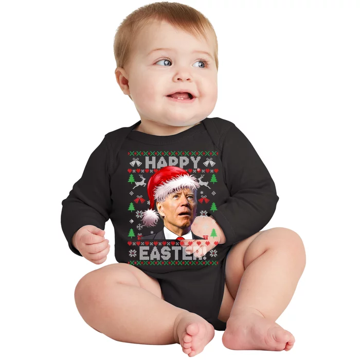 Santa Joe Biden Happy Easter Ugly Christmas Sweater Sweatshirt Baby Long Sleeve Bodysuit