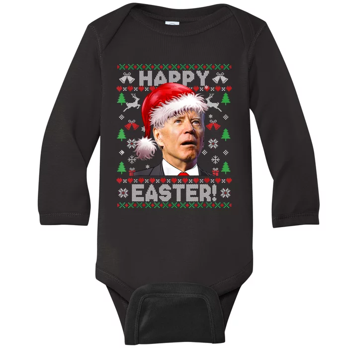 Santa Joe Biden Happy Easter Ugly Christmas Sweater Sweatshirt Baby Long Sleeve Bodysuit