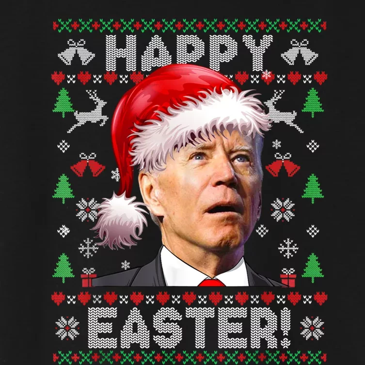 Santa Joe Biden Happy Easter Ugly Christmas Sweater Sweatshirt Women's Crop Top Tee