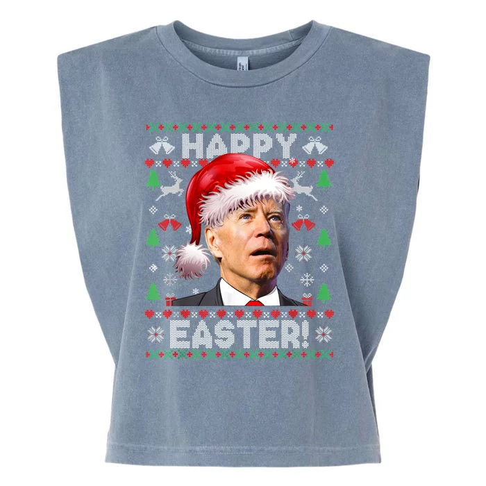 Santa Joe Biden Happy Easter Ugly Christmas Sweater Sweatshirt Garment-Dyed Women's Muscle Tee