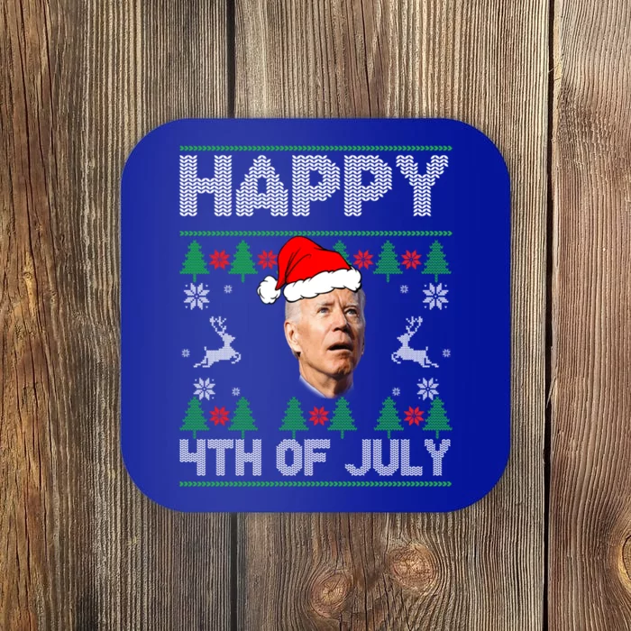 Santa Joe Biden Happy 4th Of July Ugly Christmas Coaster