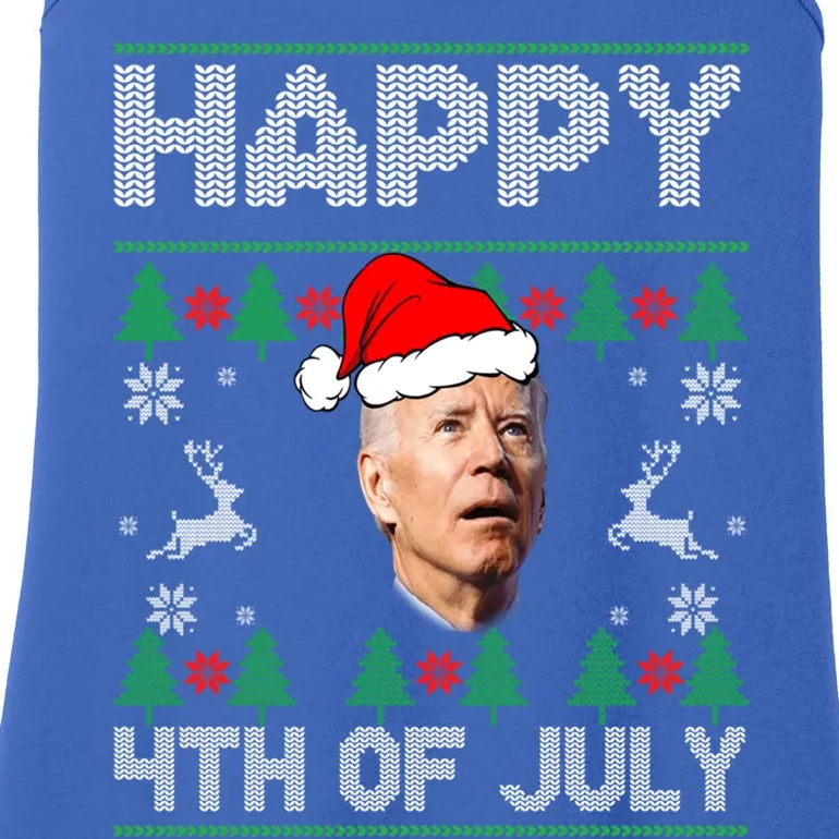 Santa Joe Biden Happy 4th Of July Ugly Christmas Ladies Essential Tank