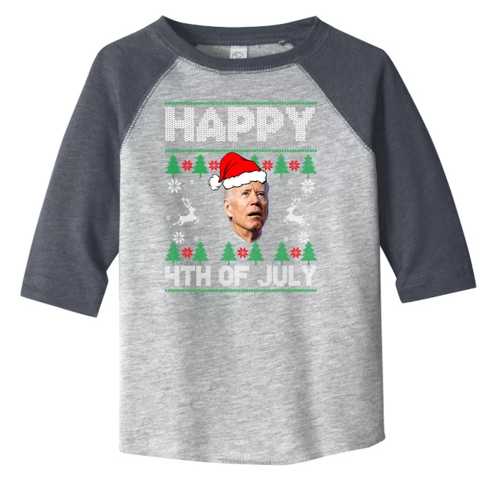 Santa Joe Biden Happy 4th Of July Ugly Christmas Toddler Fine Jersey T-Shirt