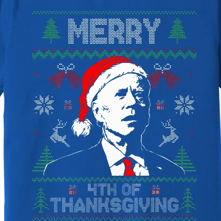 Santa Joe Biden Merry Thanksgiving Ugly Christmas Sweater Premium T-Shirt