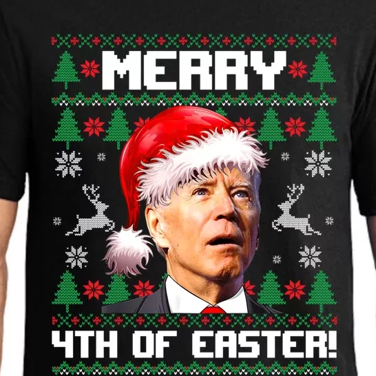 Santa Joe Biden Merry 4th Of Easter Ugly Sweater Christmas Sweatshirt Pajama Set